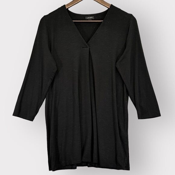 J. Jill Wearable Collection Tunic Top Women S Black V‎ Neck Rayon Stretch X68 - Picture 1 of 12